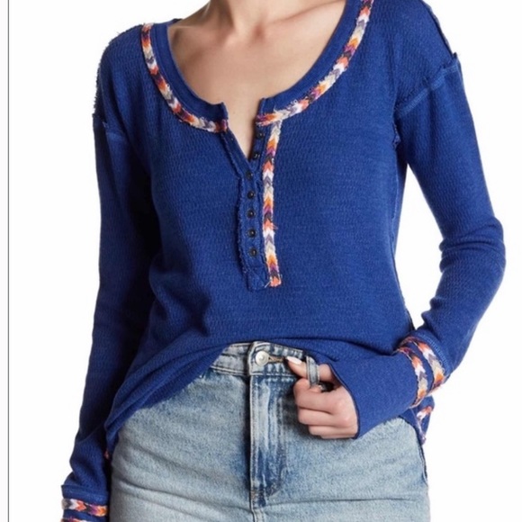 Free People Tops - Free People Rainbow Thermal Henley